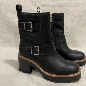 Blondo Waterproof 'Reno' Black Leather Combat Boots New